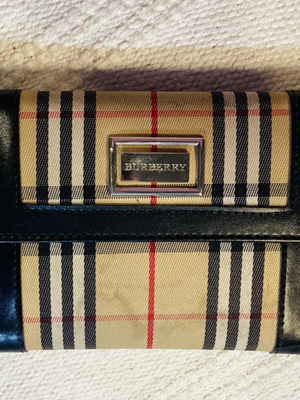 Burberry Check Wallet with Black Trim